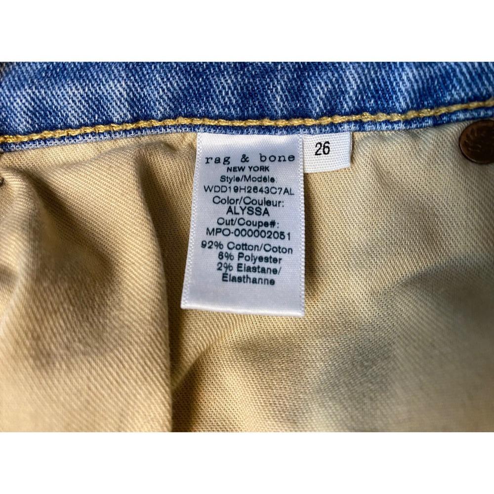 Rag & Bone Dre Low-Rise Slim Boyfriend Jeans Alyssa Distressed Light Wash 26 - Picture 5 of 12